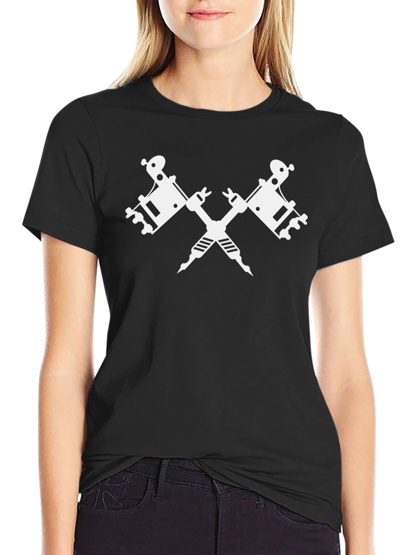 Tattoo Machine Graphic Tee - Black Cotton T-Shirt