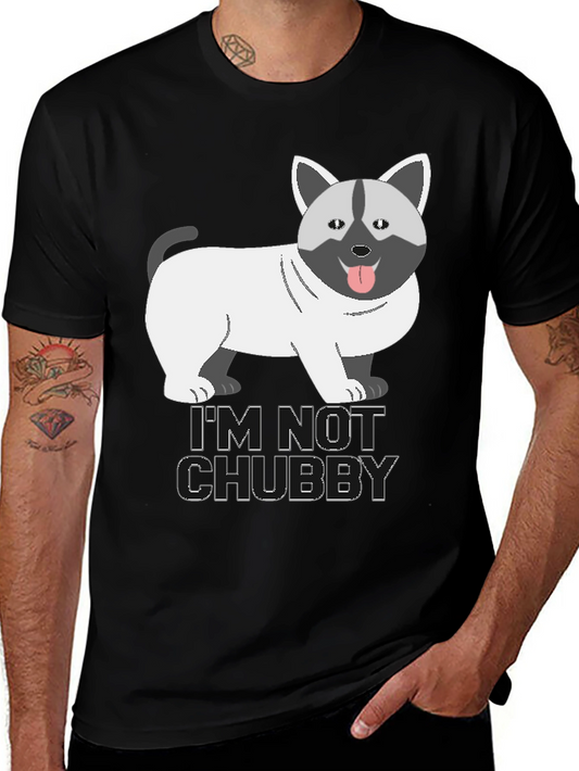 Im Not Chubby Dog Cartoon Graphic T-Shirt