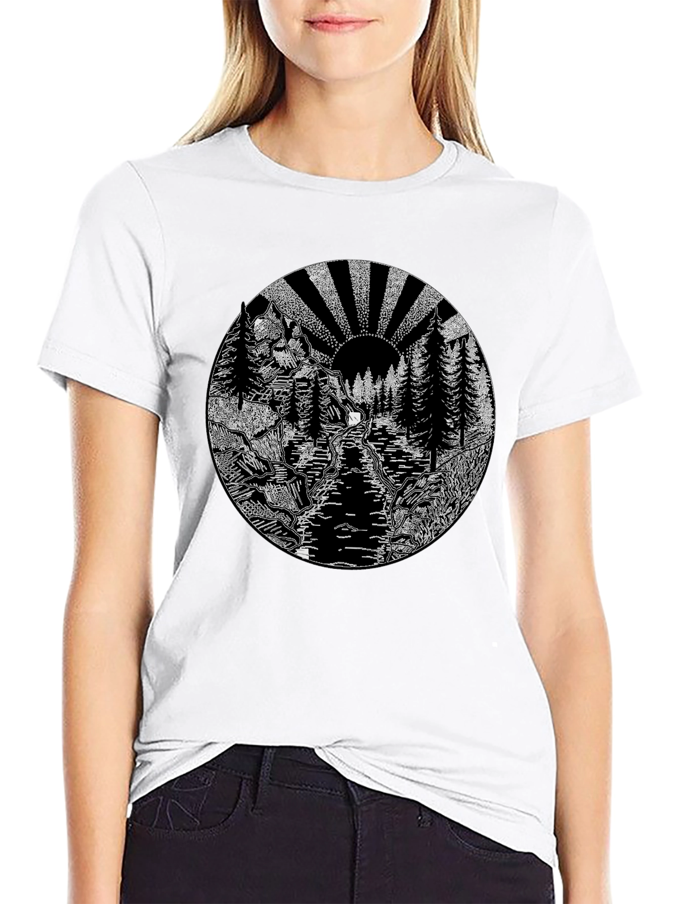 Nature Graphic Tee - Black Cotton Blend