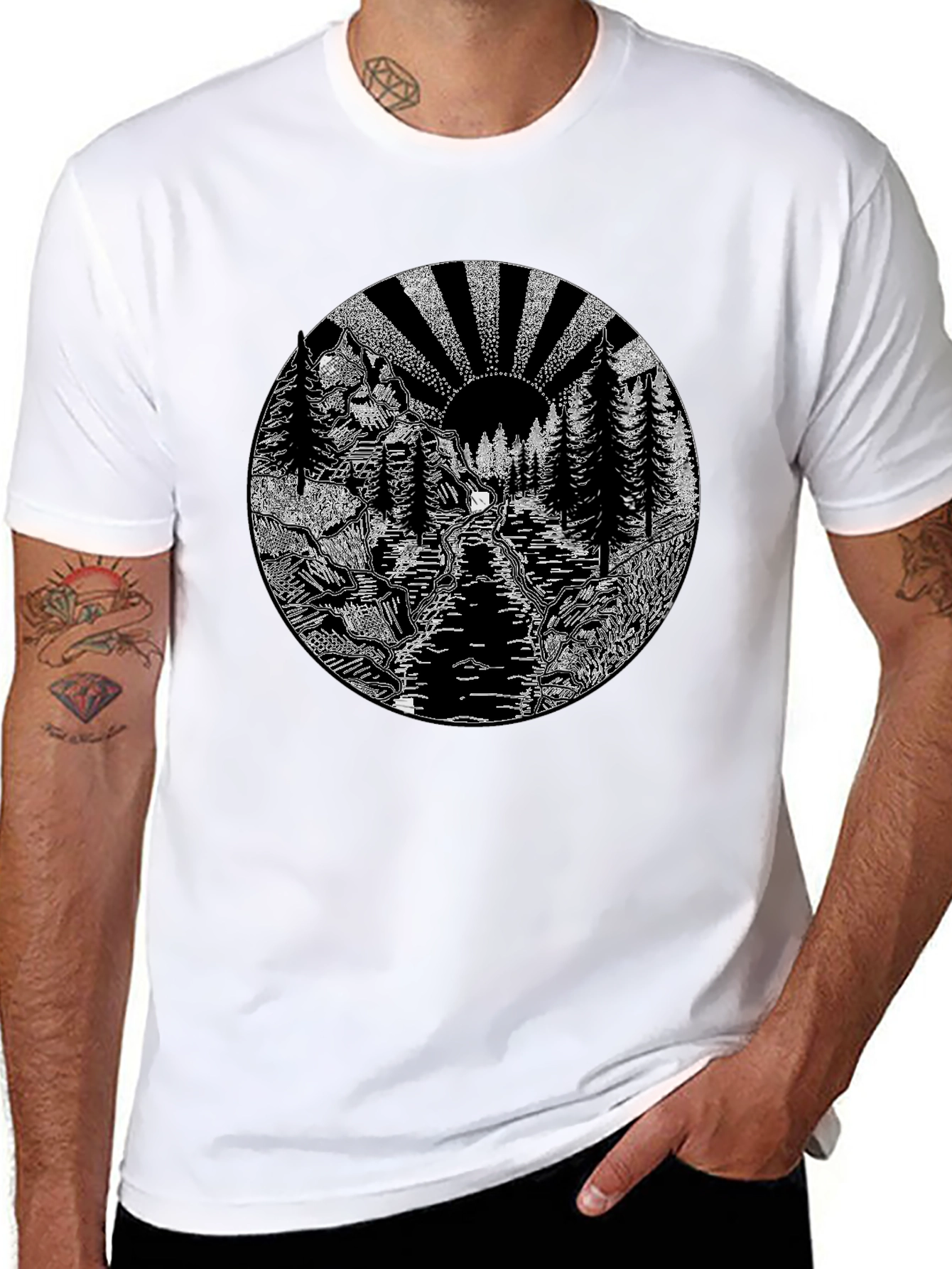 Nature Graphic Tee - Black Cotton Blend