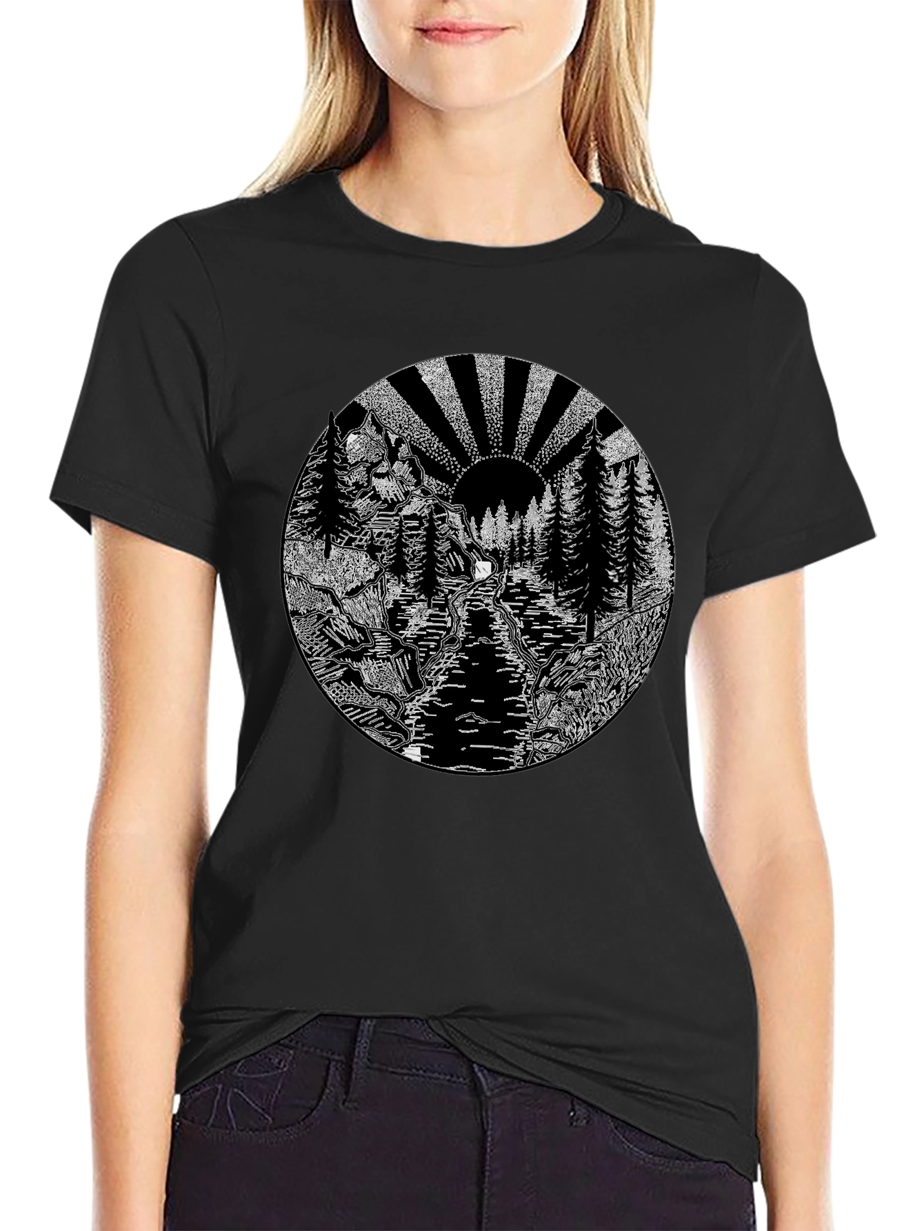 Nature Graphic Tee - Black Cotton Blend