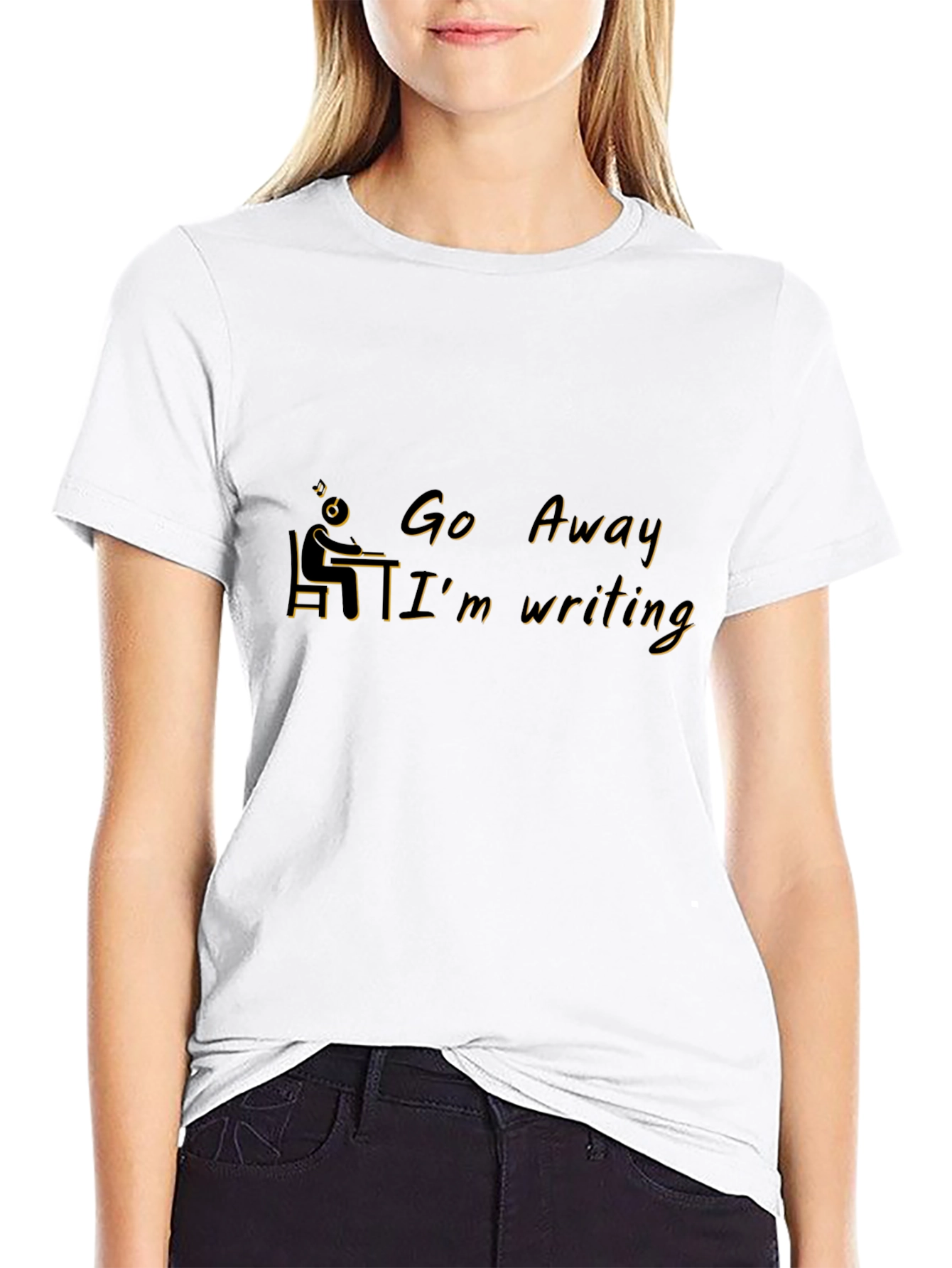 Go Away Im Writing Black T-Shirt