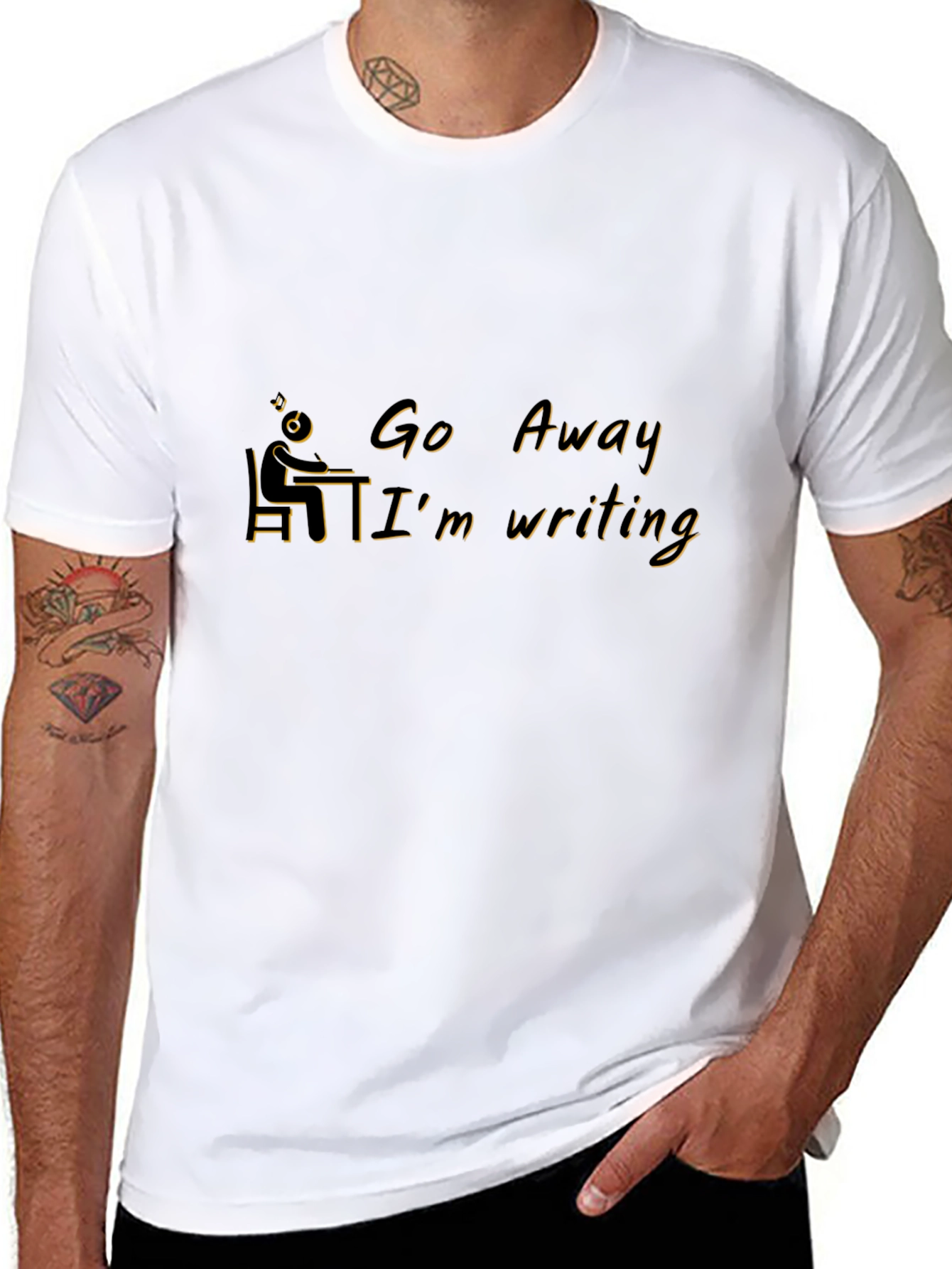 Go Away Im Writing Black T-Shirt