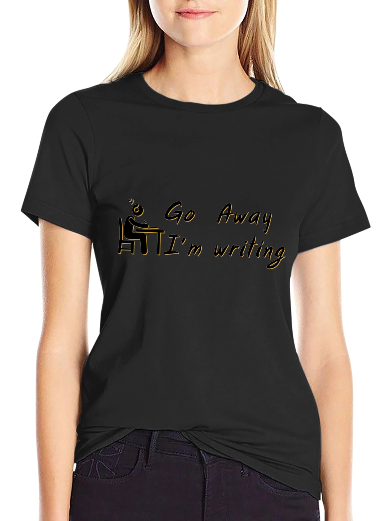 Go Away Im Writing Black T-Shirt