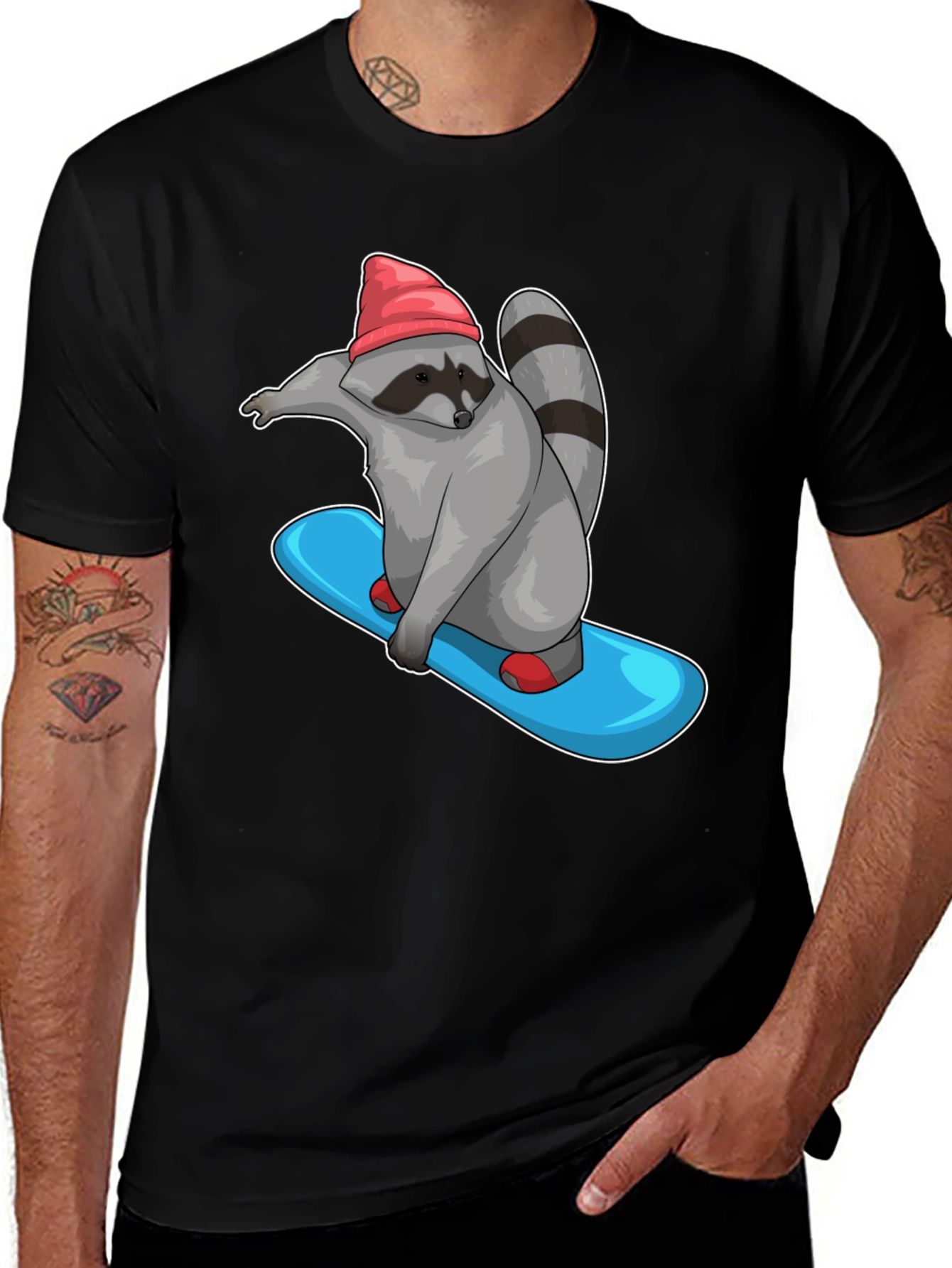 Raccoon Skateboard T-Shirt - Cool Cartoon Graphic Tee