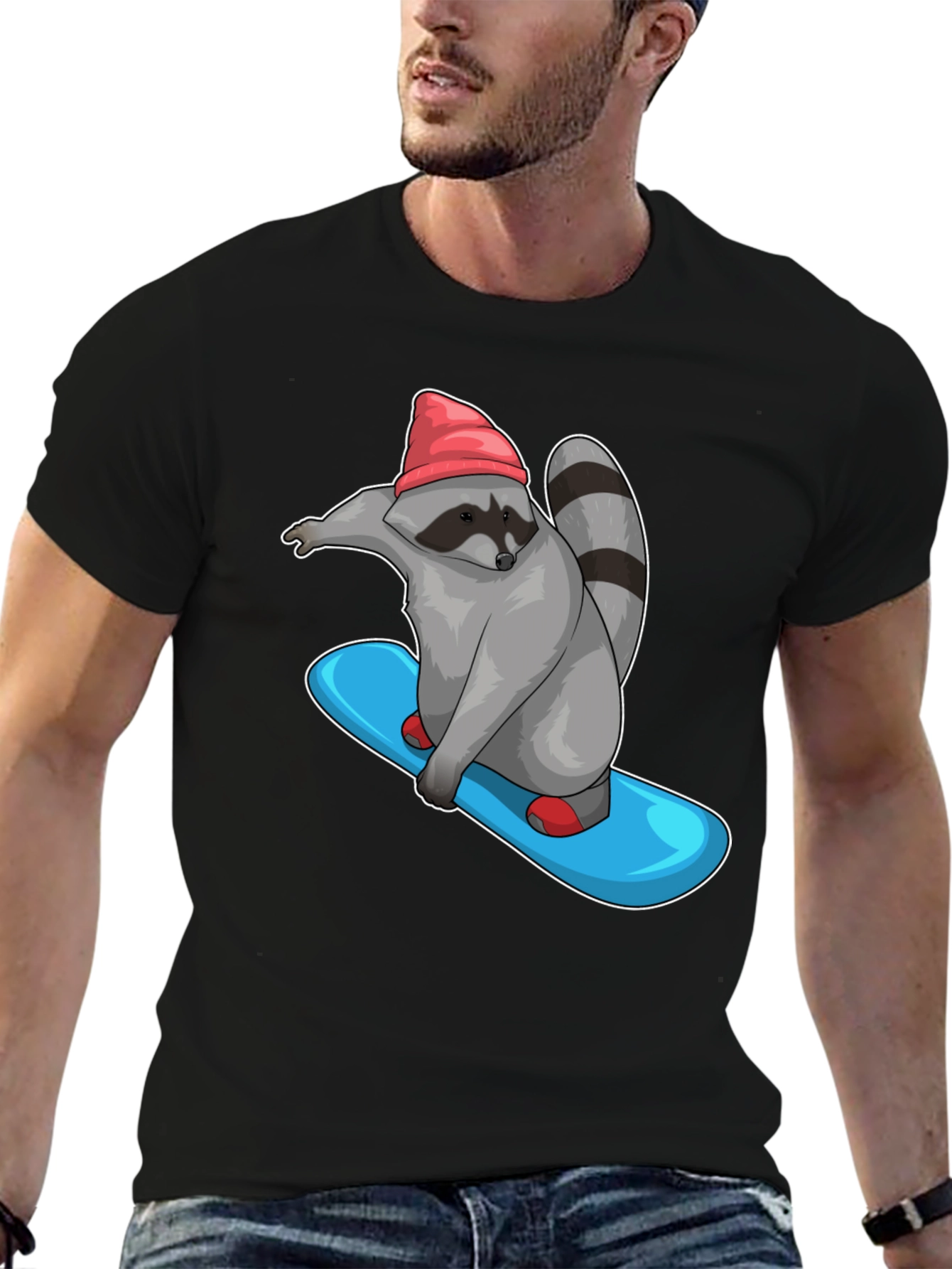 Raccoon Skateboard T-Shirt - Cool Cartoon Graphic Tee