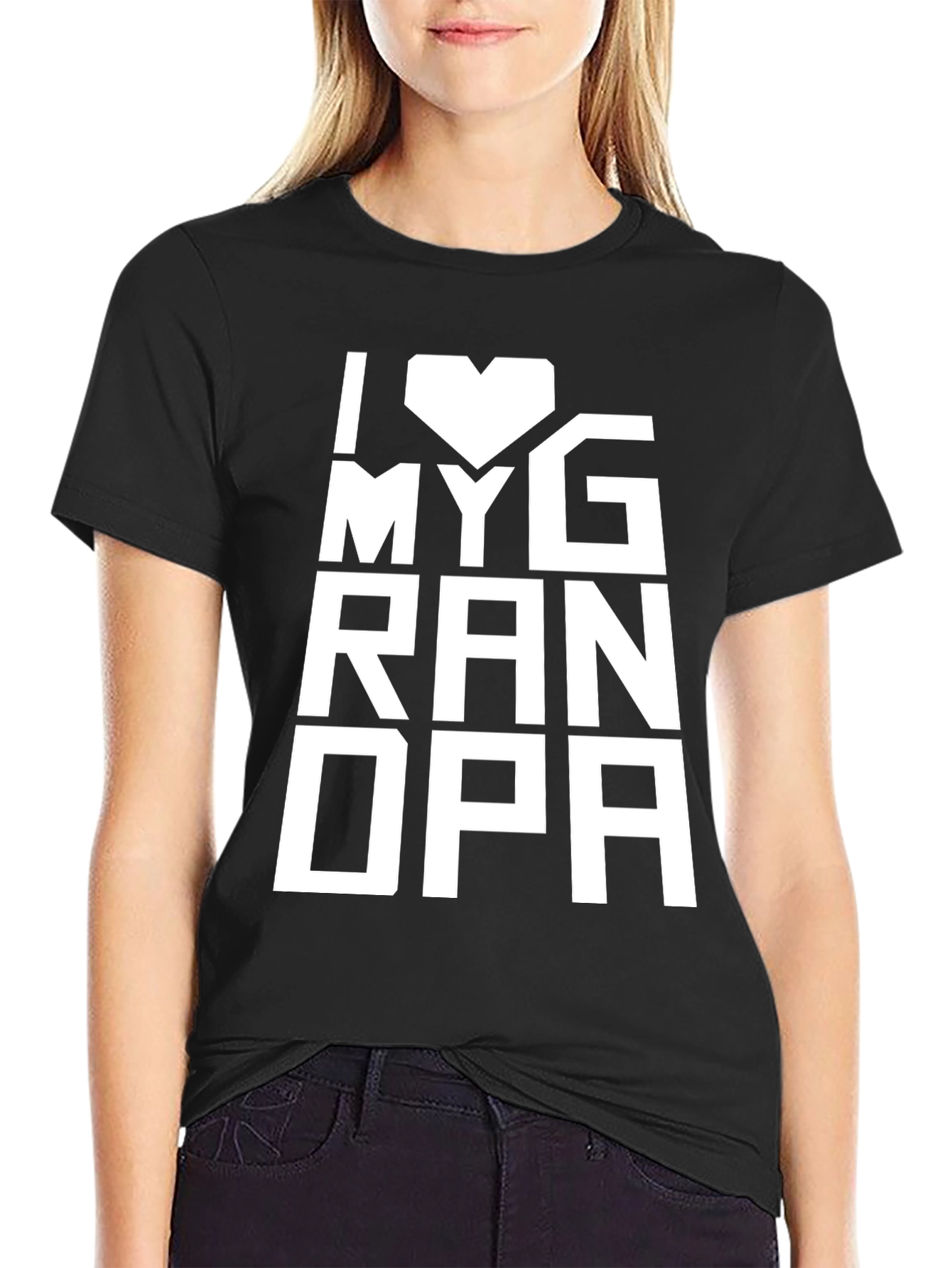 I Heart My Grandpa Black T-Shirt