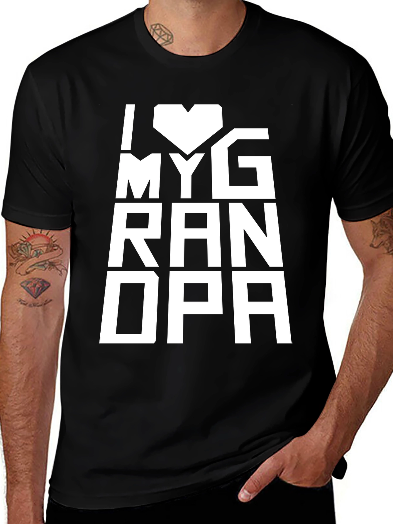 I Heart My Grandpa Black T-Shirt