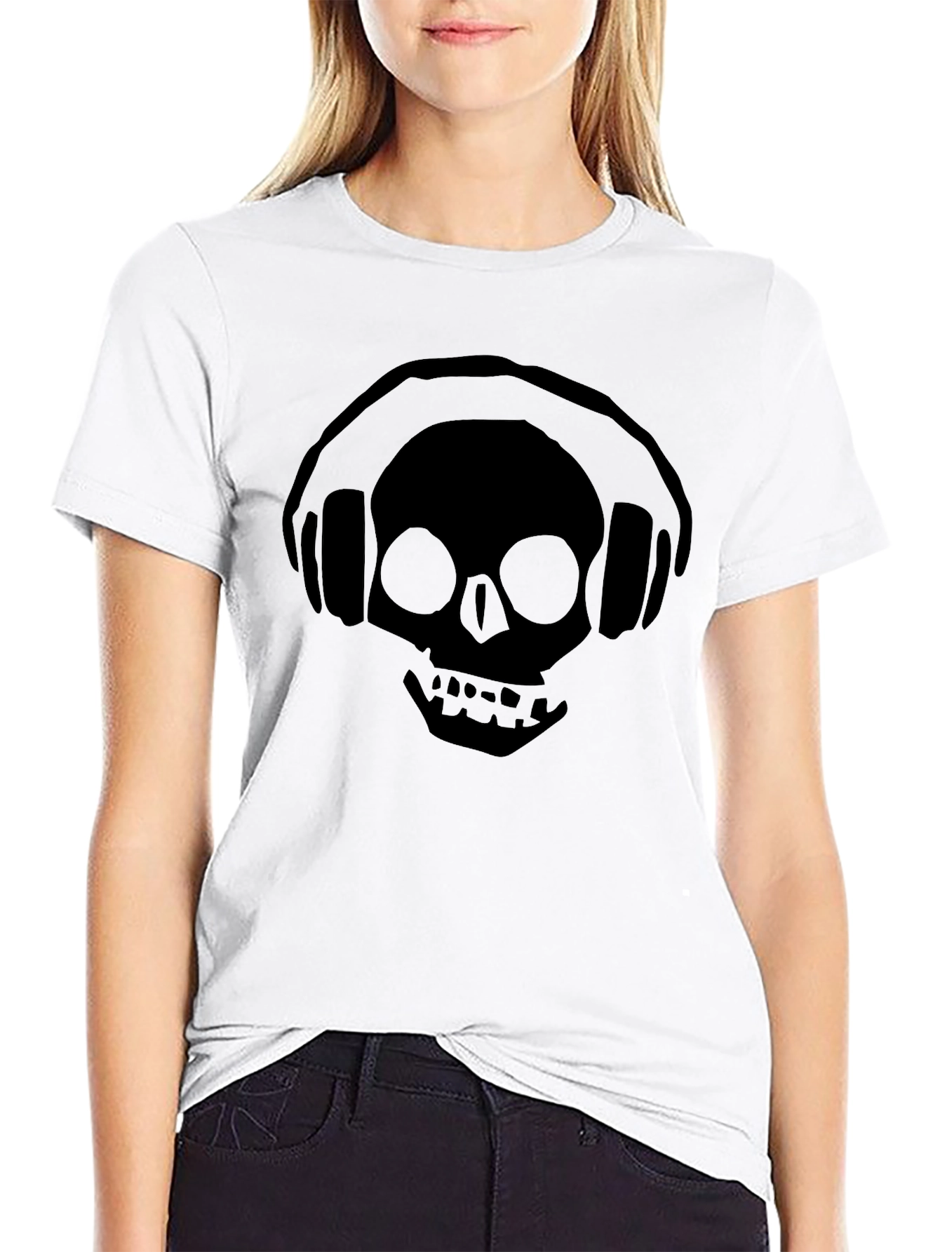 Skull Headphones Black T-Shirt - Music Lover Tee