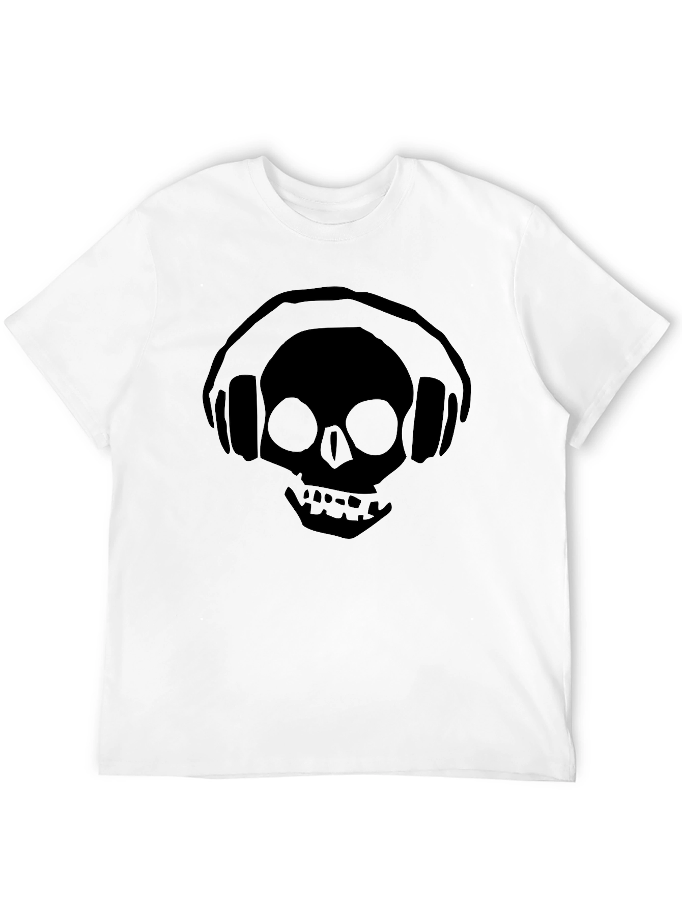 Skull Headphones Black T-Shirt - Music Lover Tee