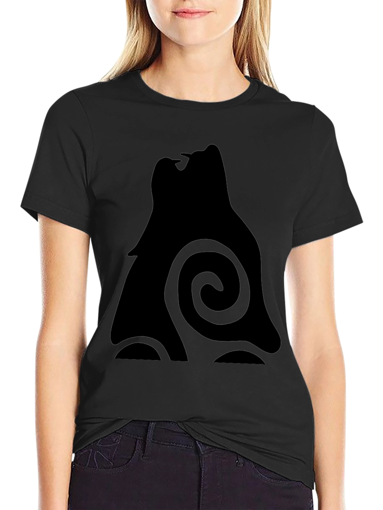 Black Wolf Silhouette Graphic Tee