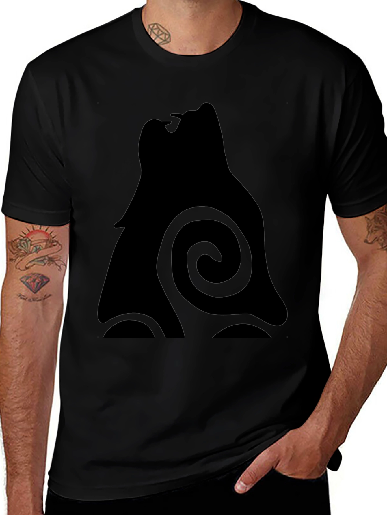 Black Wolf Silhouette Graphic Tee