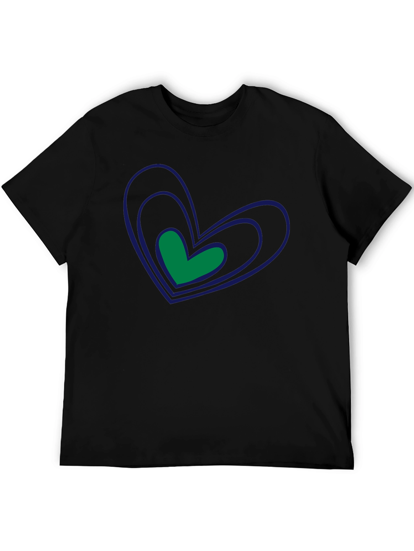 Stylish Black Tee with Heart Graphic