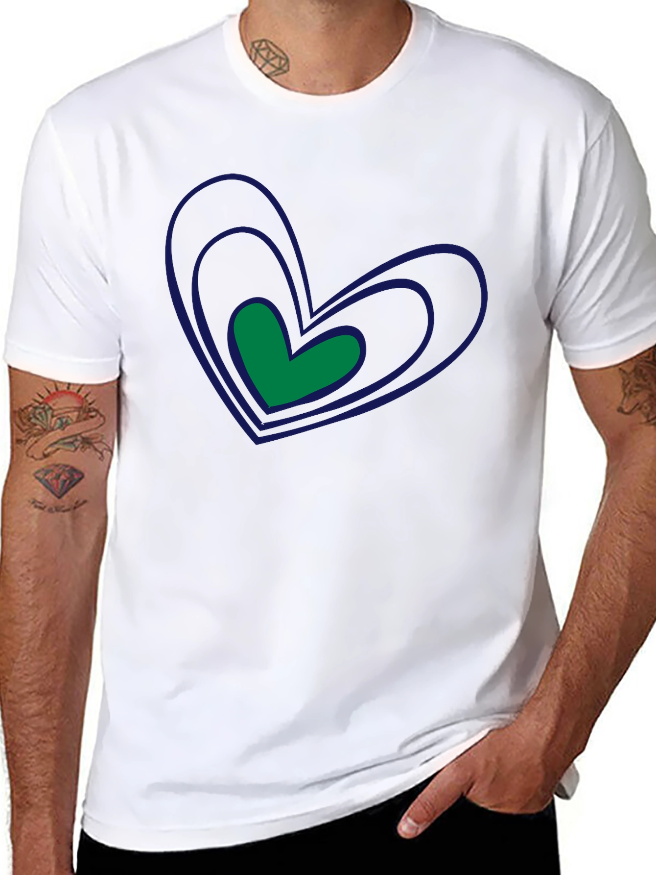 Stylish Black Tee with Heart Graphic