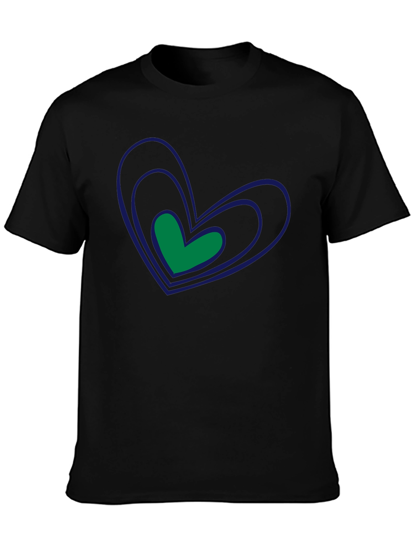 Stylish Black Tee with Heart Graphic