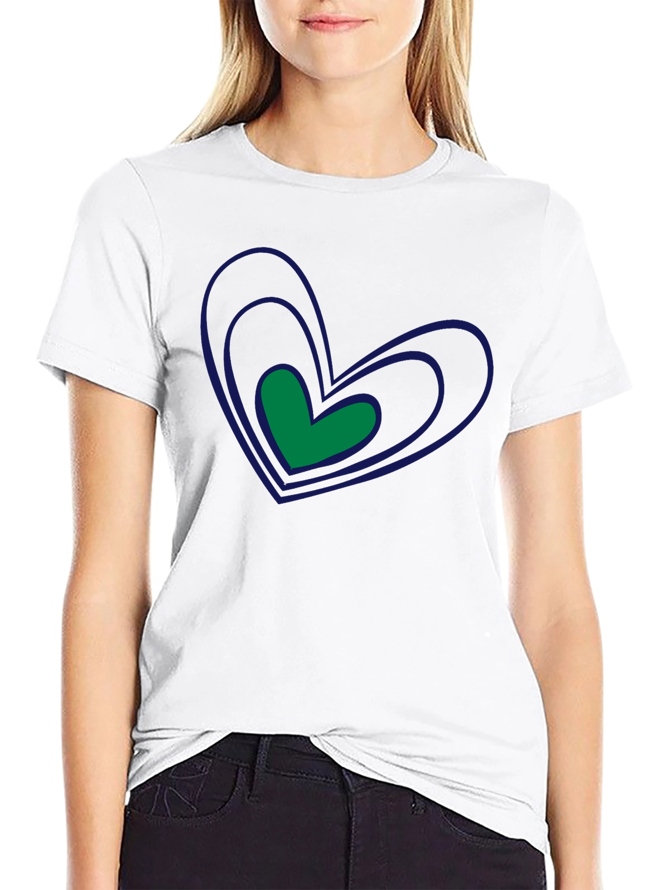 Stylish Black Tee with Heart Graphic