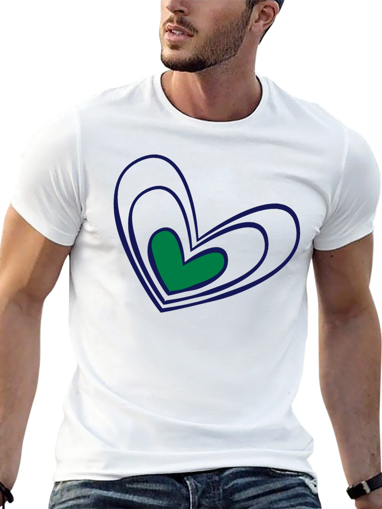 Stylish Black Tee with Heart Graphic