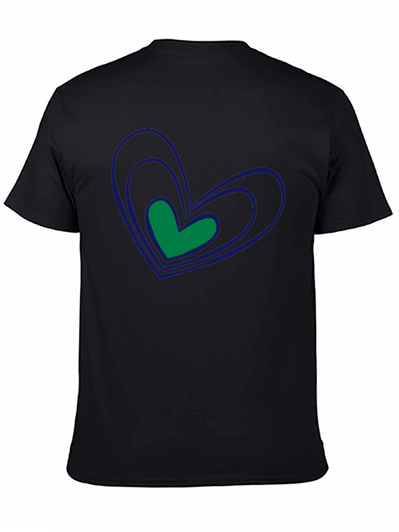 Stylish Black Tee with Heart Graphic