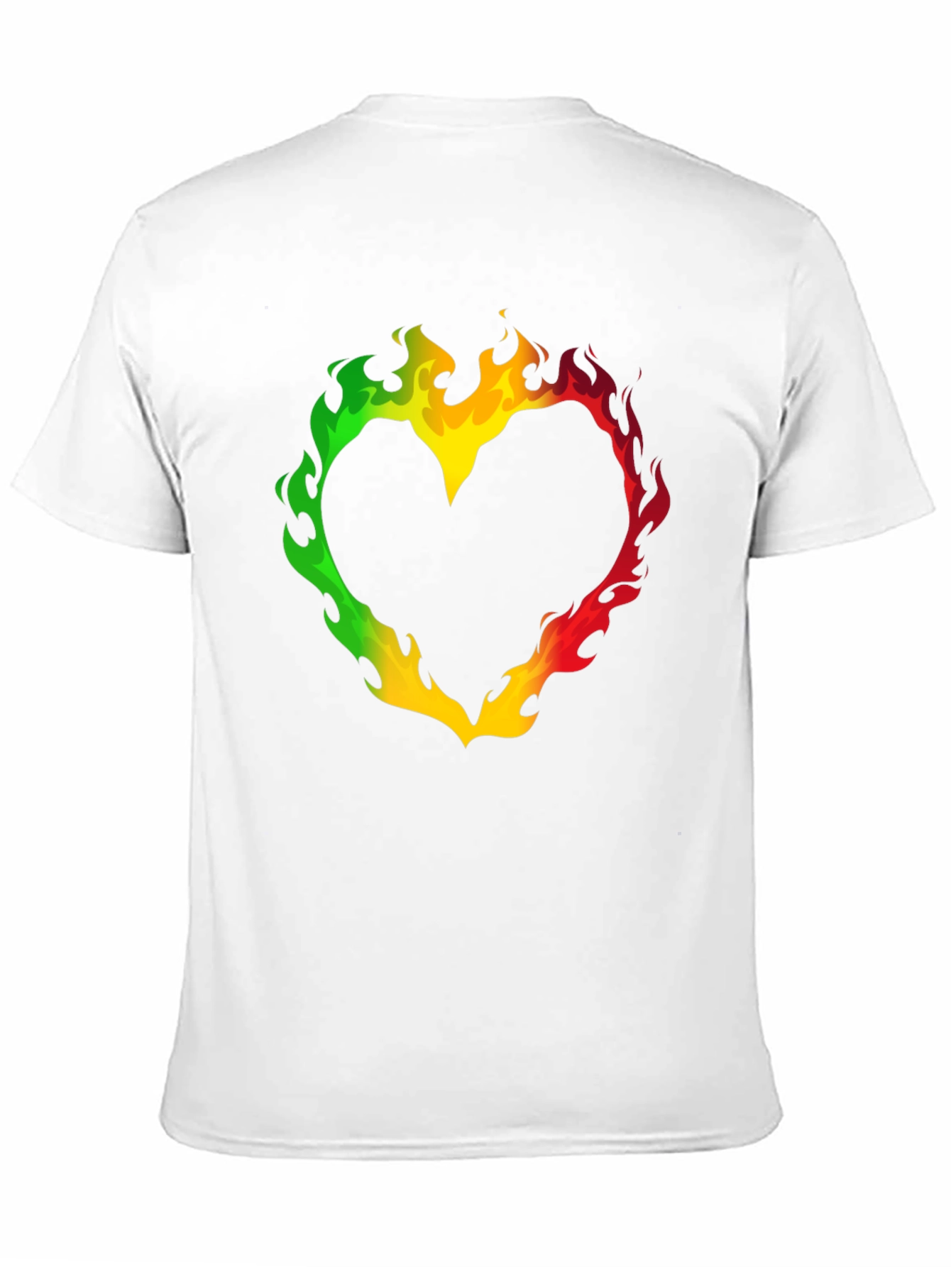 Rasta Heart Flames T-Shirt - Black