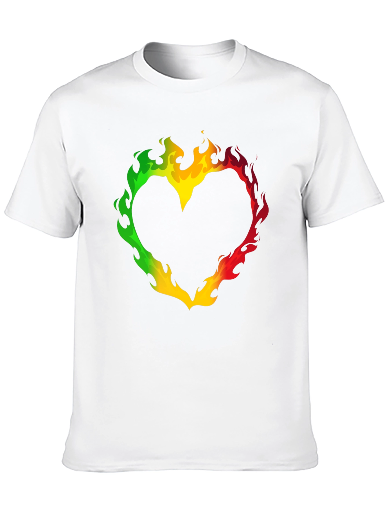 Rasta Heart Flames T-Shirt - Black