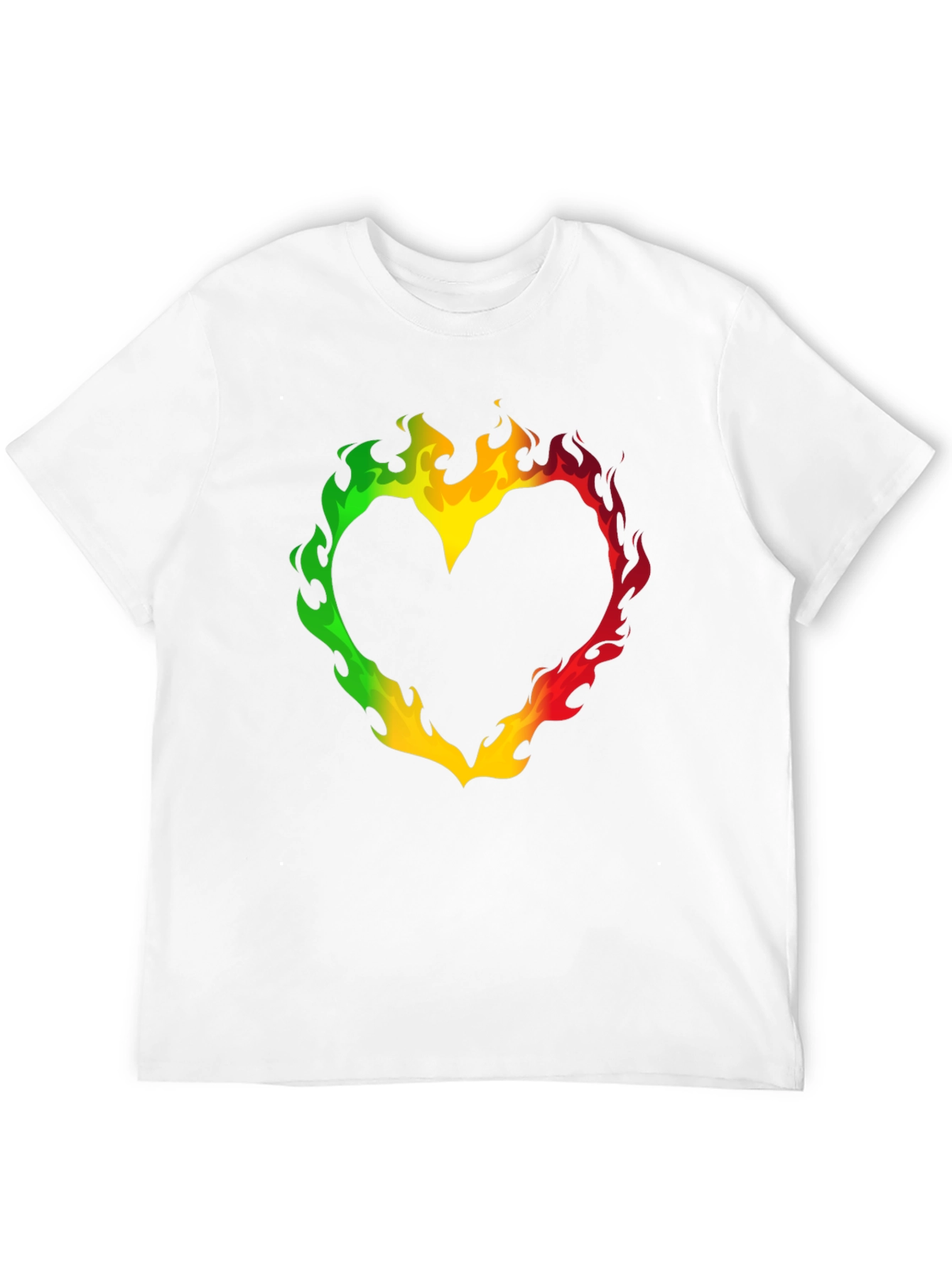 Rasta Heart Flames T-Shirt - Black