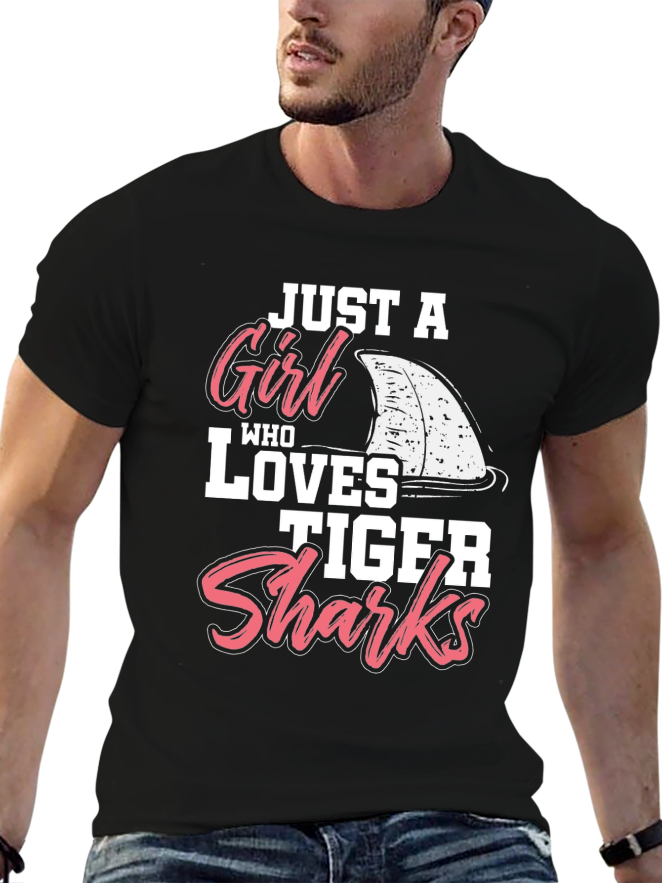 Tiger Shark Lover Graphic Tee - Black