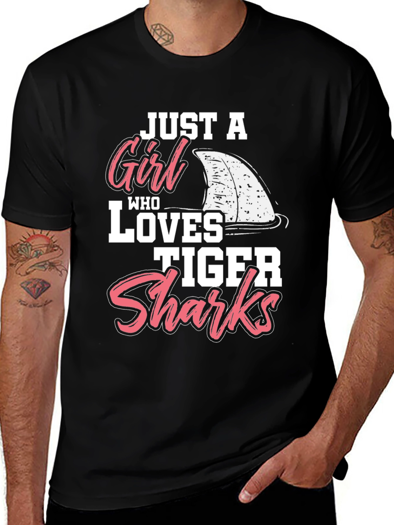 Tiger Shark Lover Graphic Tee - Black