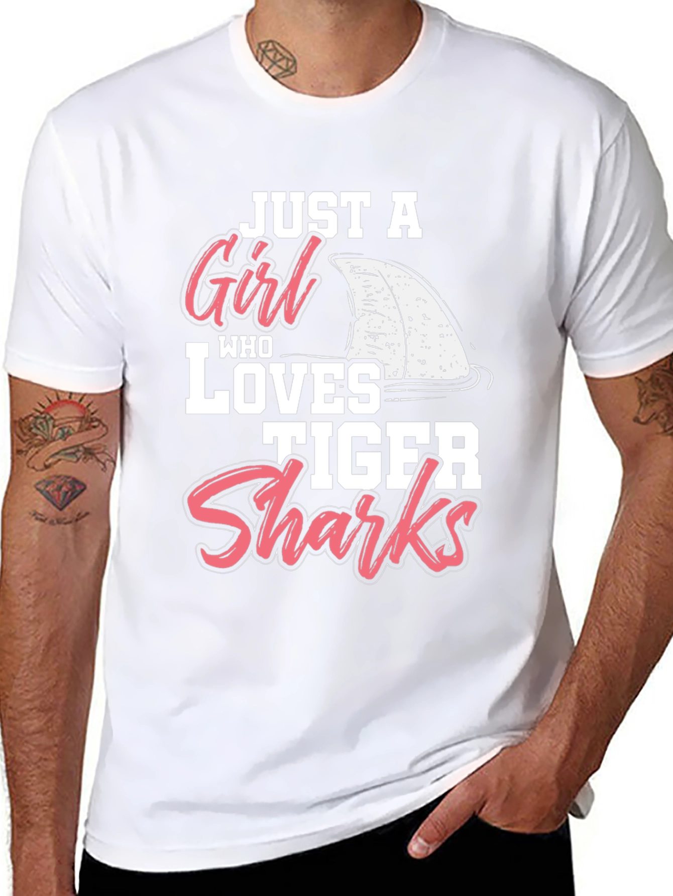 Tiger Shark Lover Graphic Tee - Black