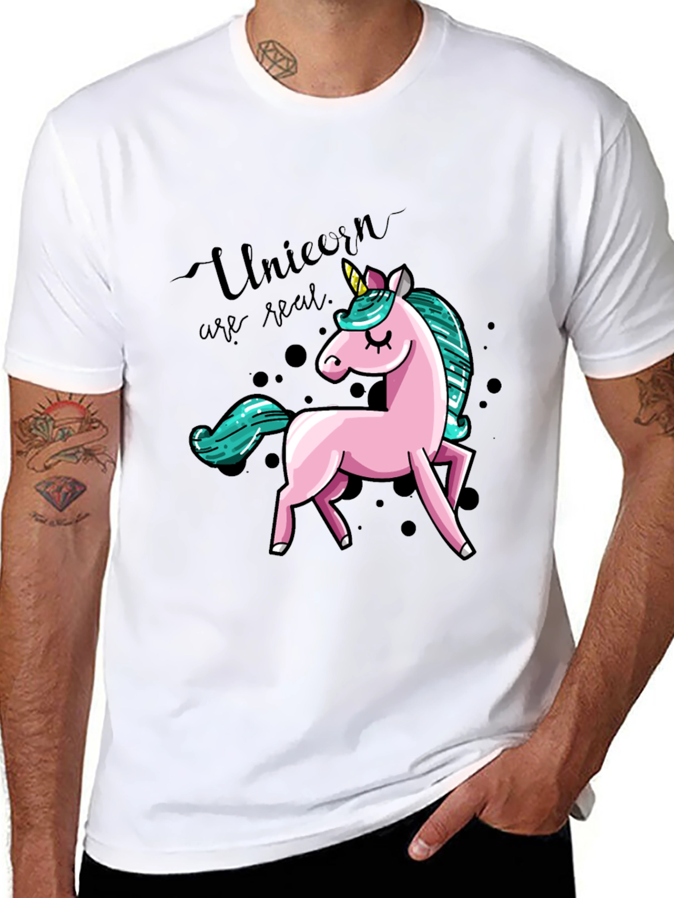 Unicorn Graphic Print T-Shirt - Black