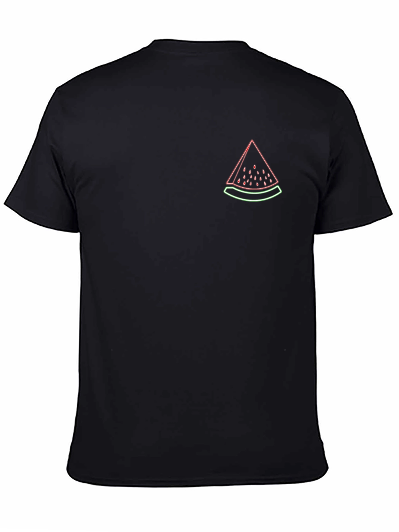Neon Watermelon Graphic Tee - Black Cotton Casual T-Shirt
