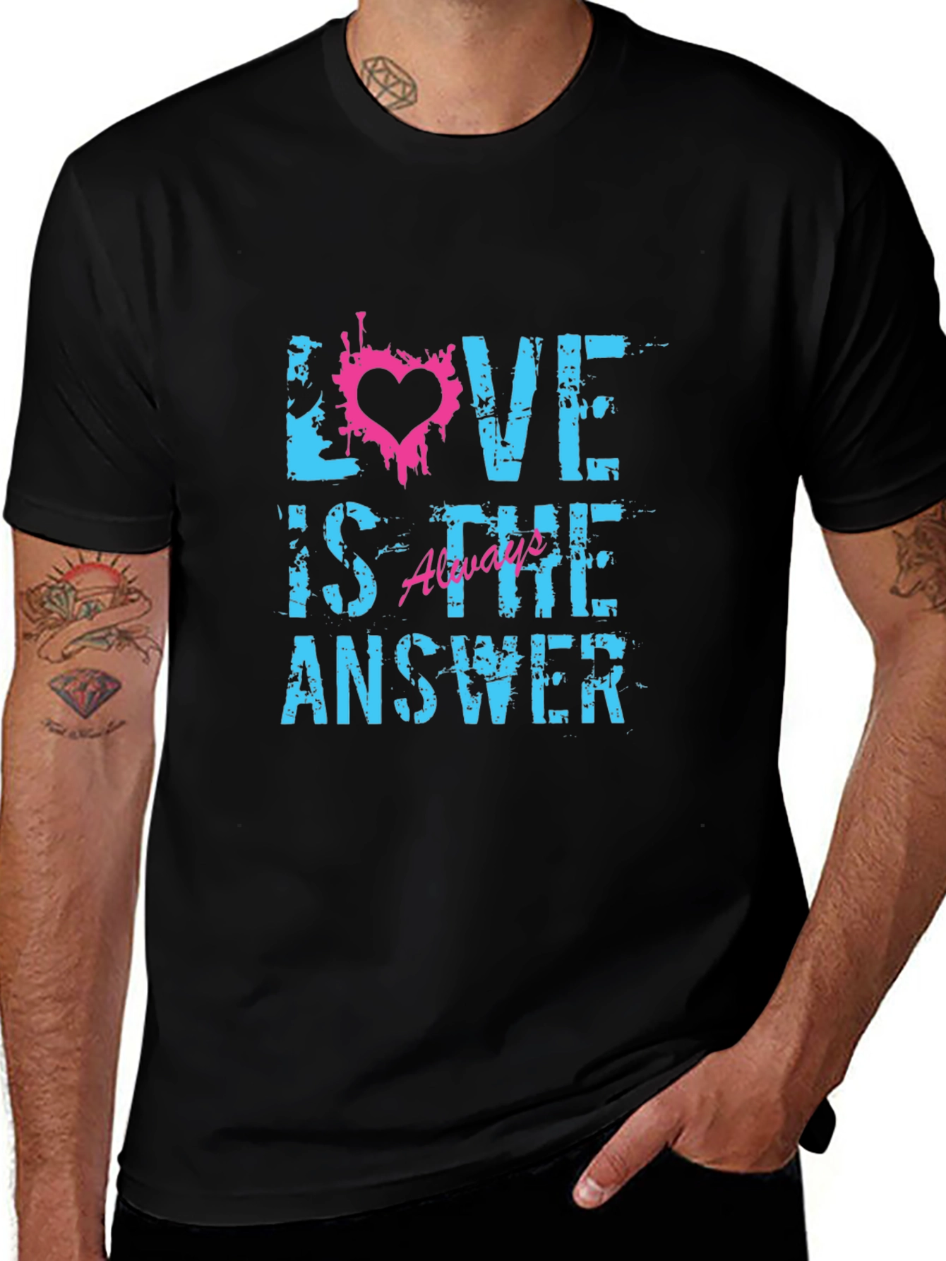 Love is the Answer Black Graphic T-Shirt