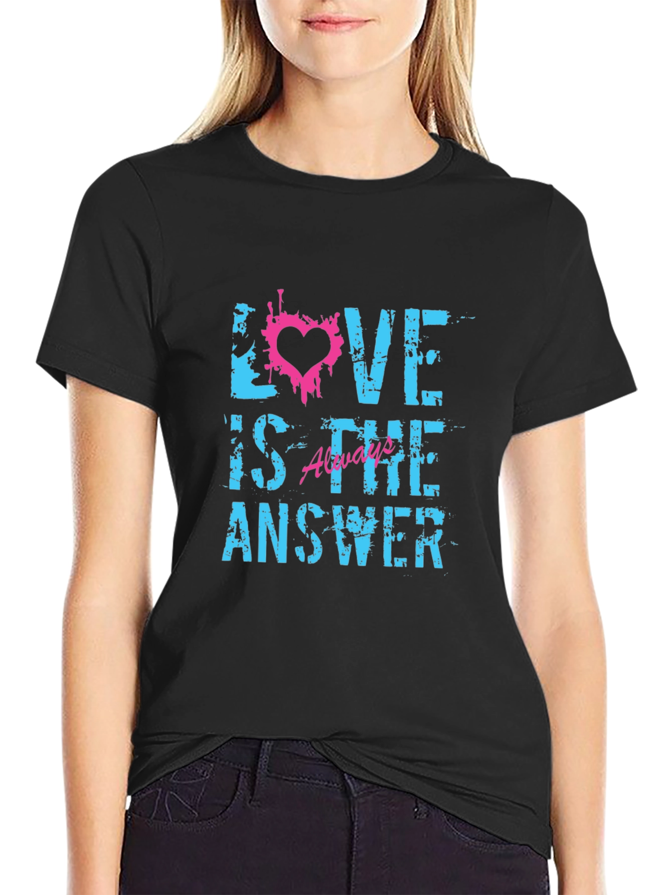 Love is the Answer Black Graphic T-Shirt