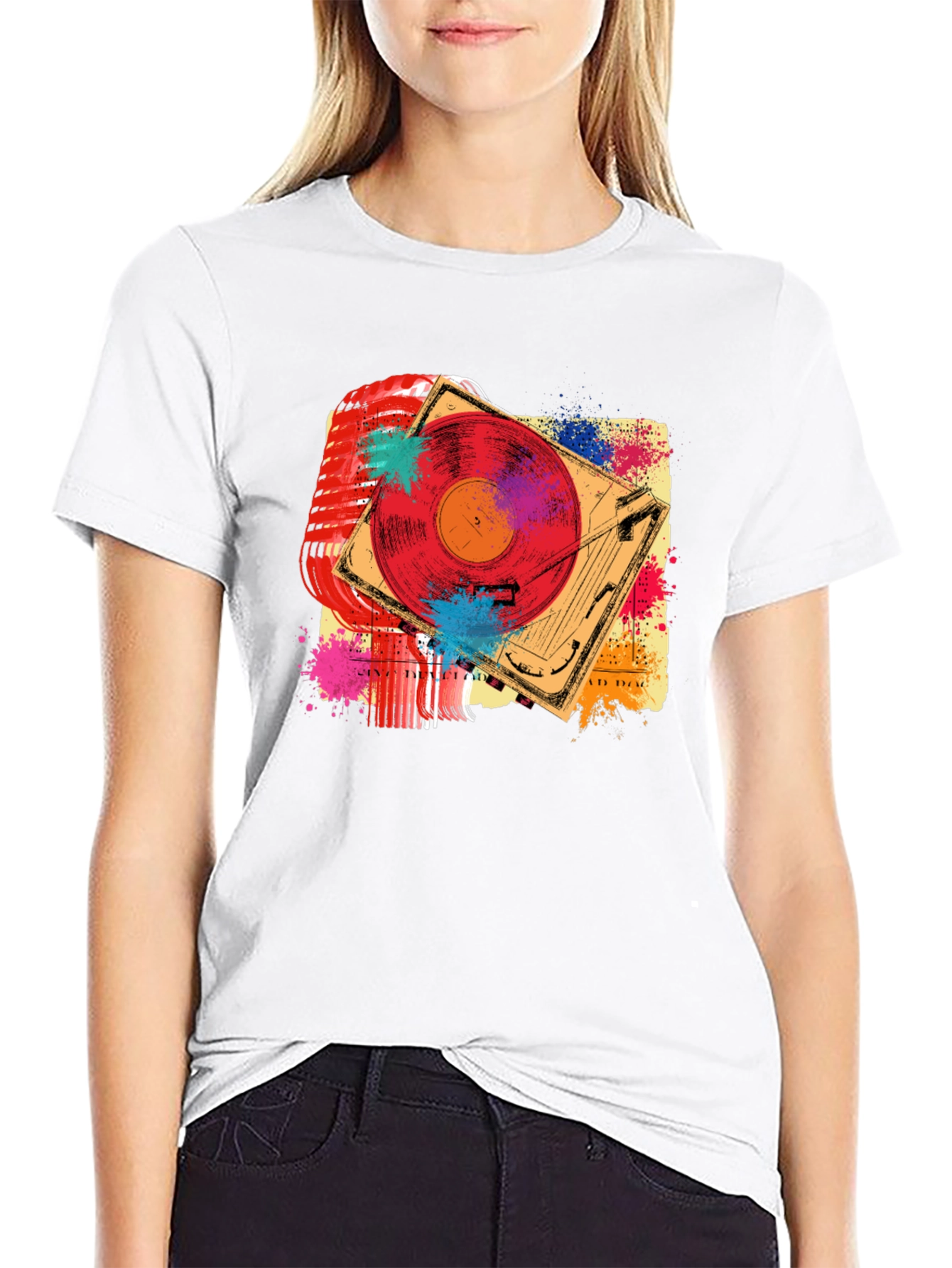 Retro Music T-Shirt - Microphone & Turntable Design