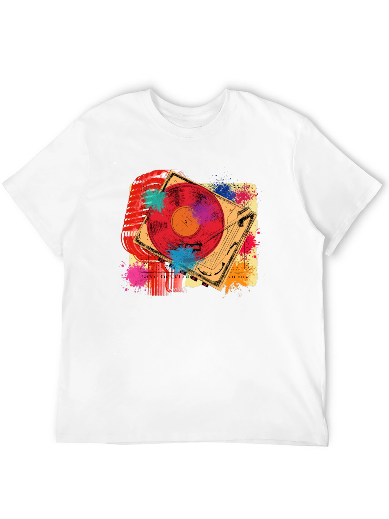 Retro Music T-Shirt - Microphone & Turntable Design