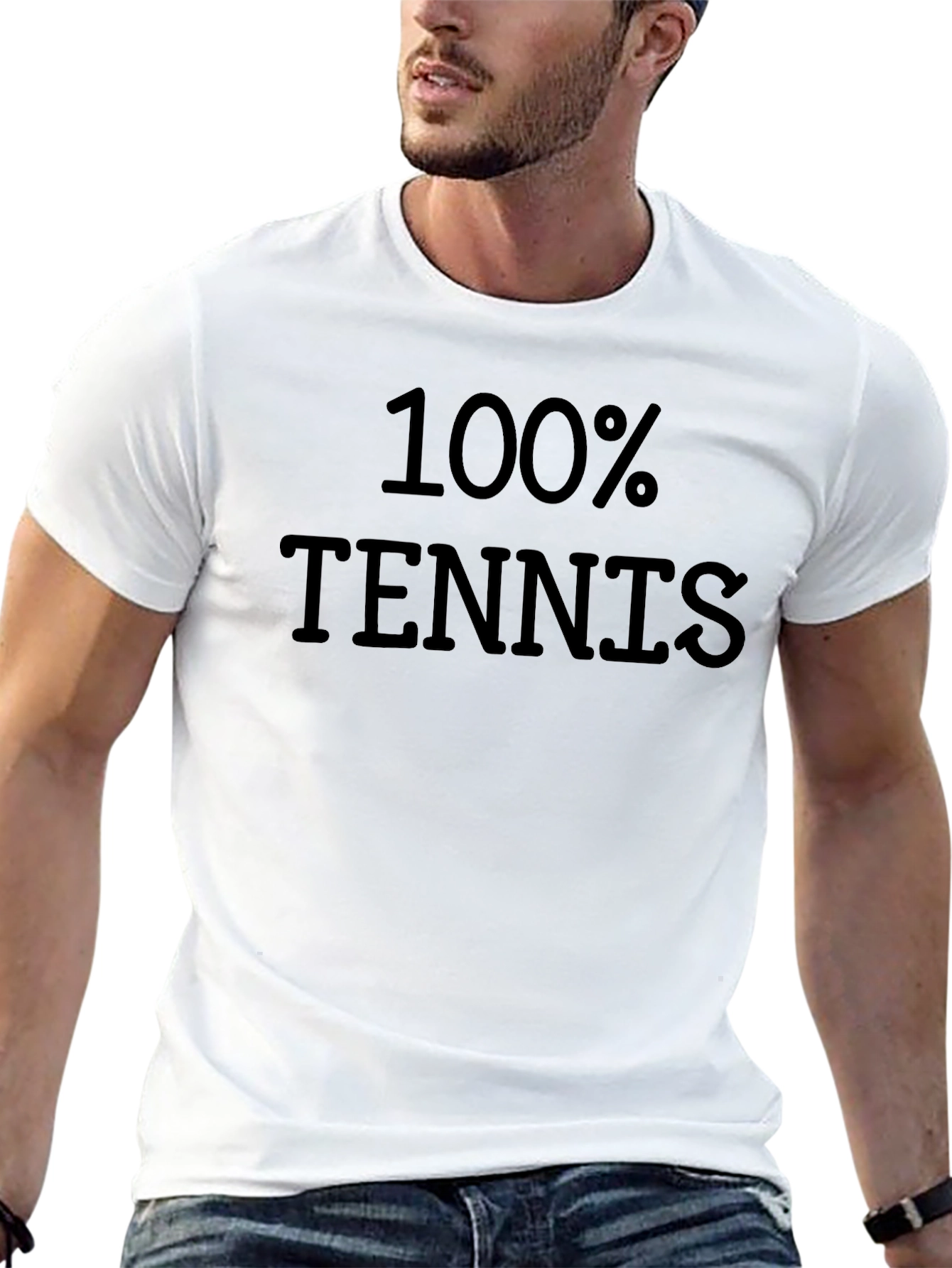 100% Tennis Black Graphic Tee