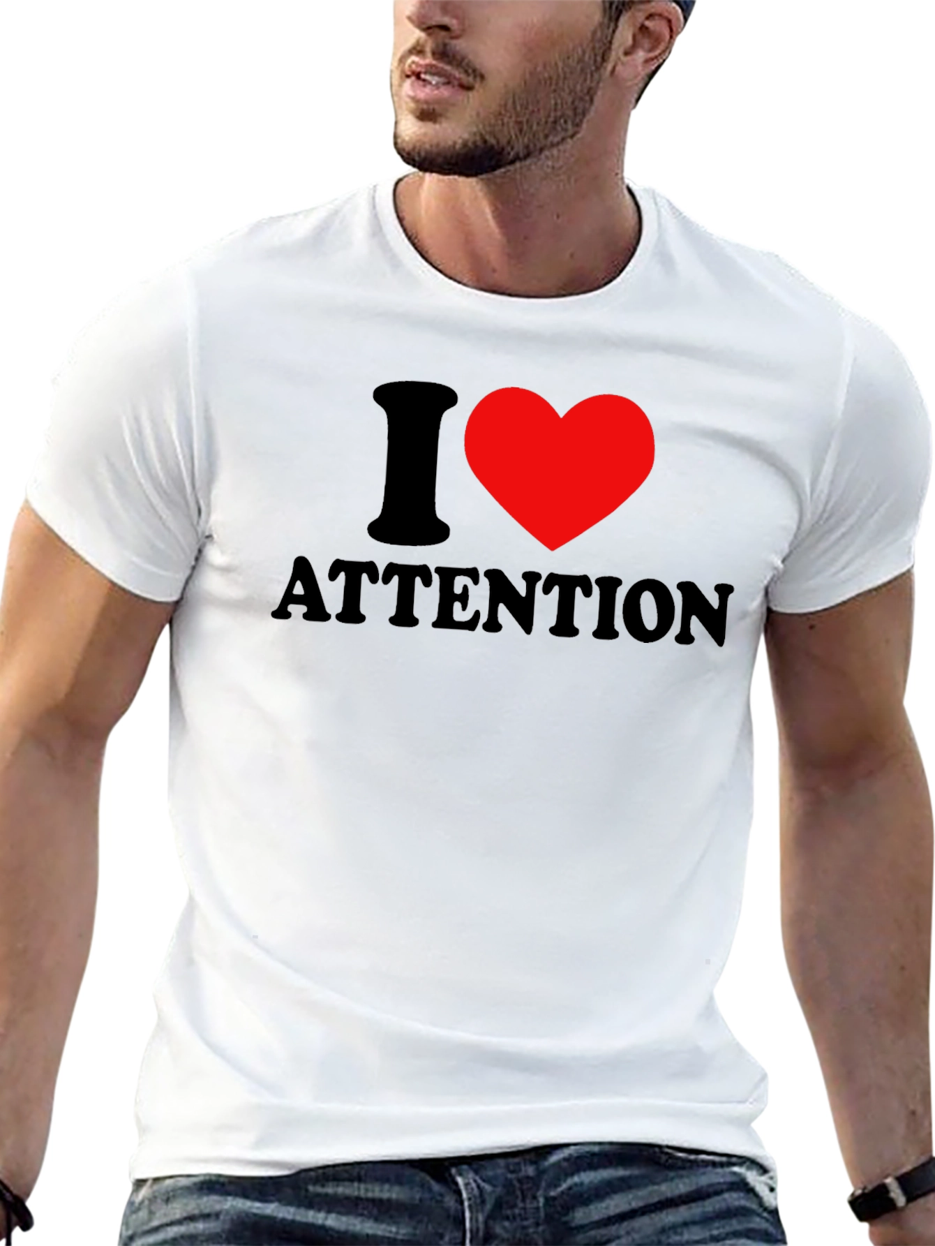 I Heart Attention Graphic Tee - Black Unisex T-Shirt
