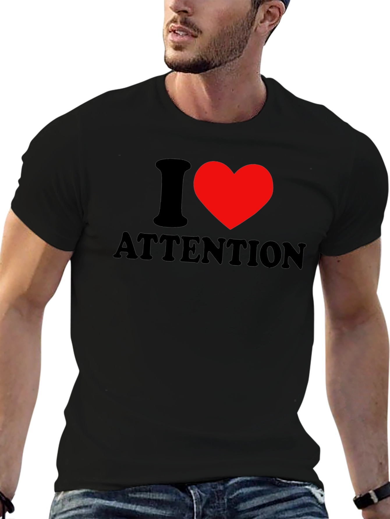 I Heart Attention Graphic Tee - Black Unisex T-Shirt