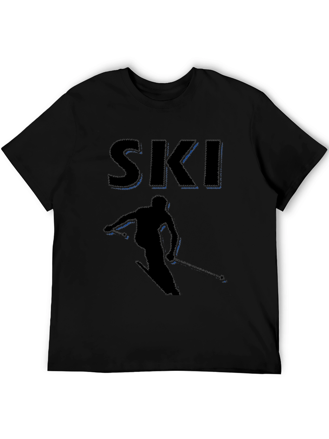Mens Black Ski Graphic T-Shirt