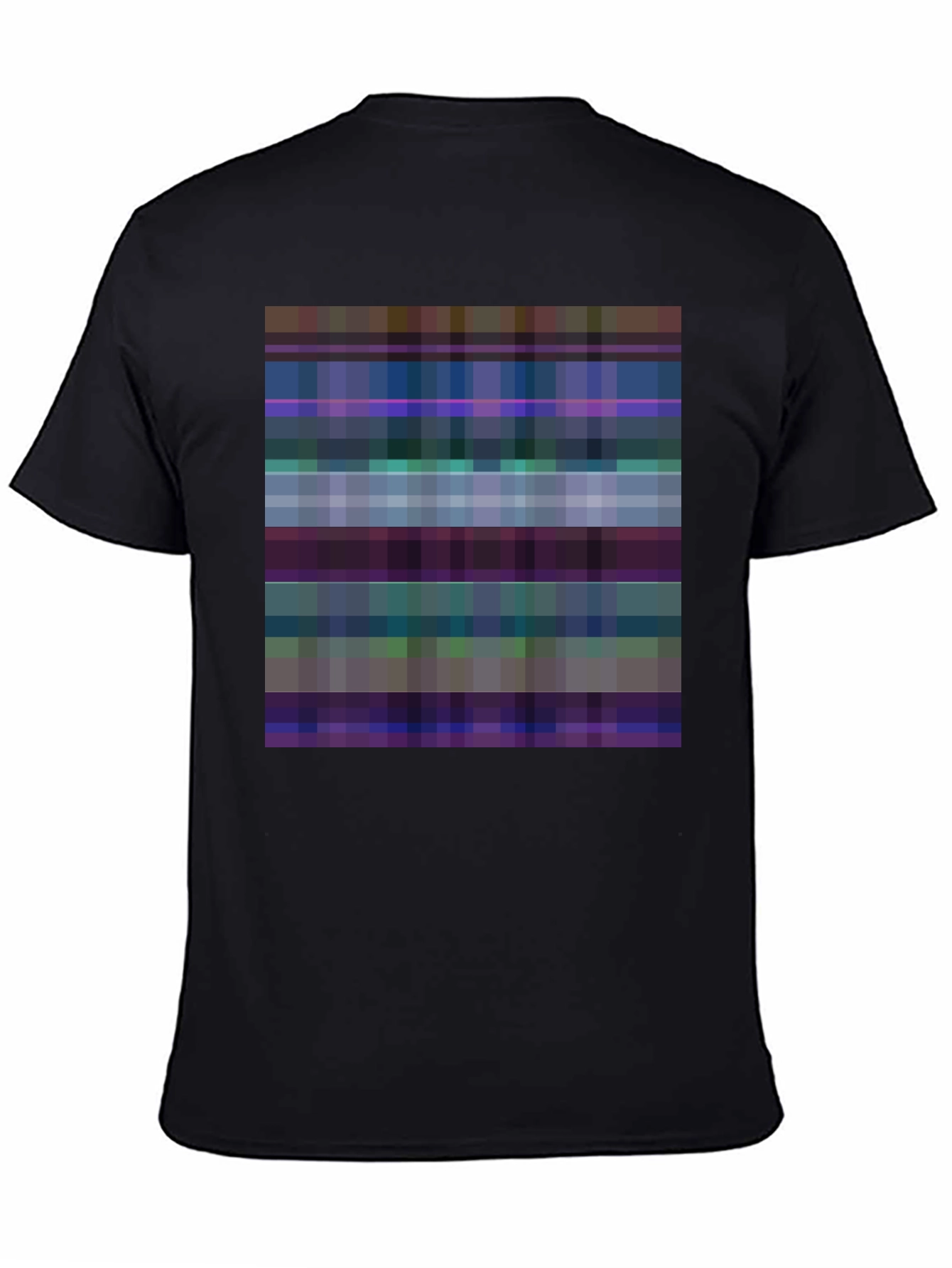 Pixelated Plaid Graphic Tee - Black