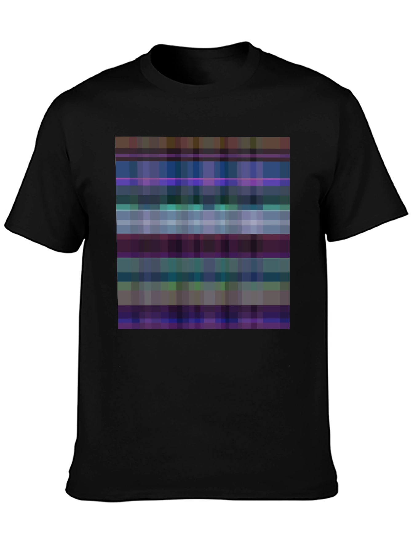 Pixelated Plaid Graphic Tee - Black