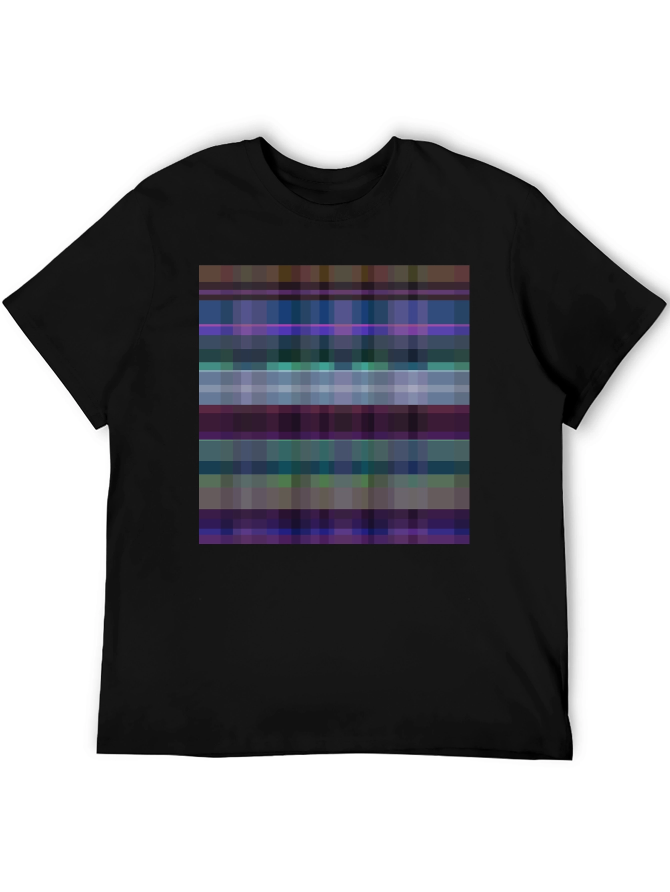 Pixelated Plaid Graphic Tee - Black