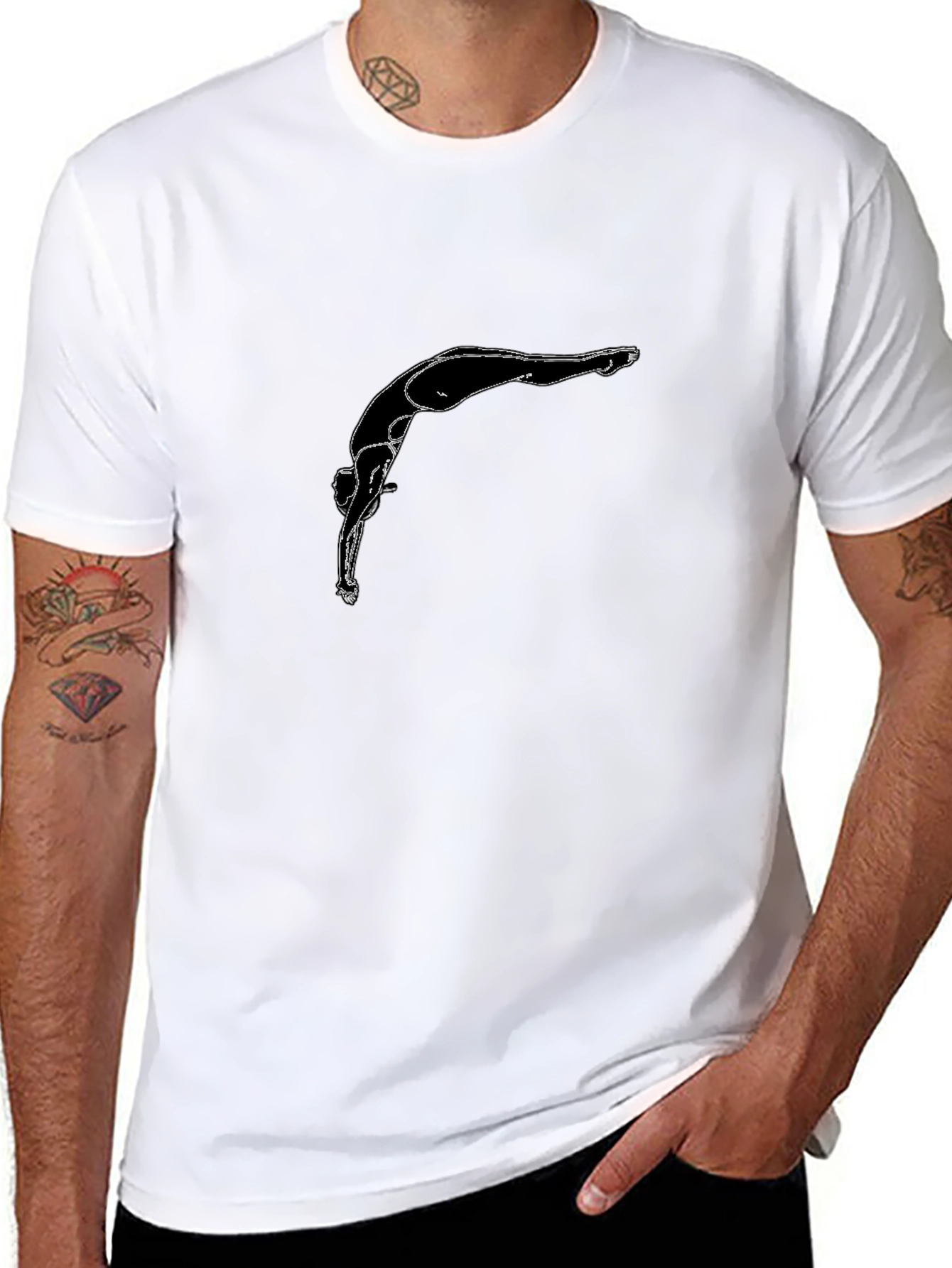 Black Diving Silhouette Graphic T-Shirt