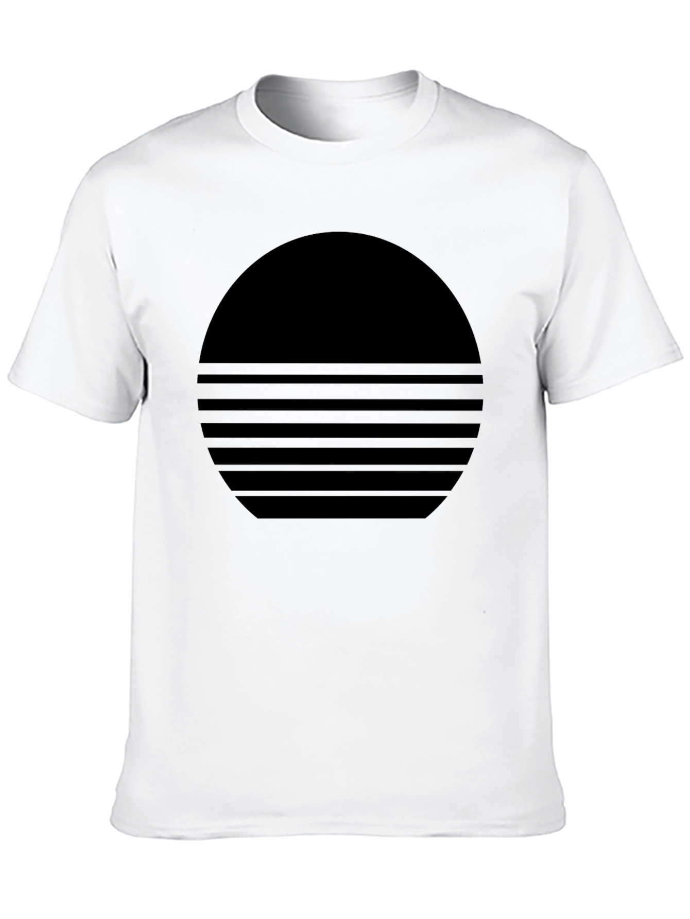 Modern Black Graphic Tee - Striped Circle Design