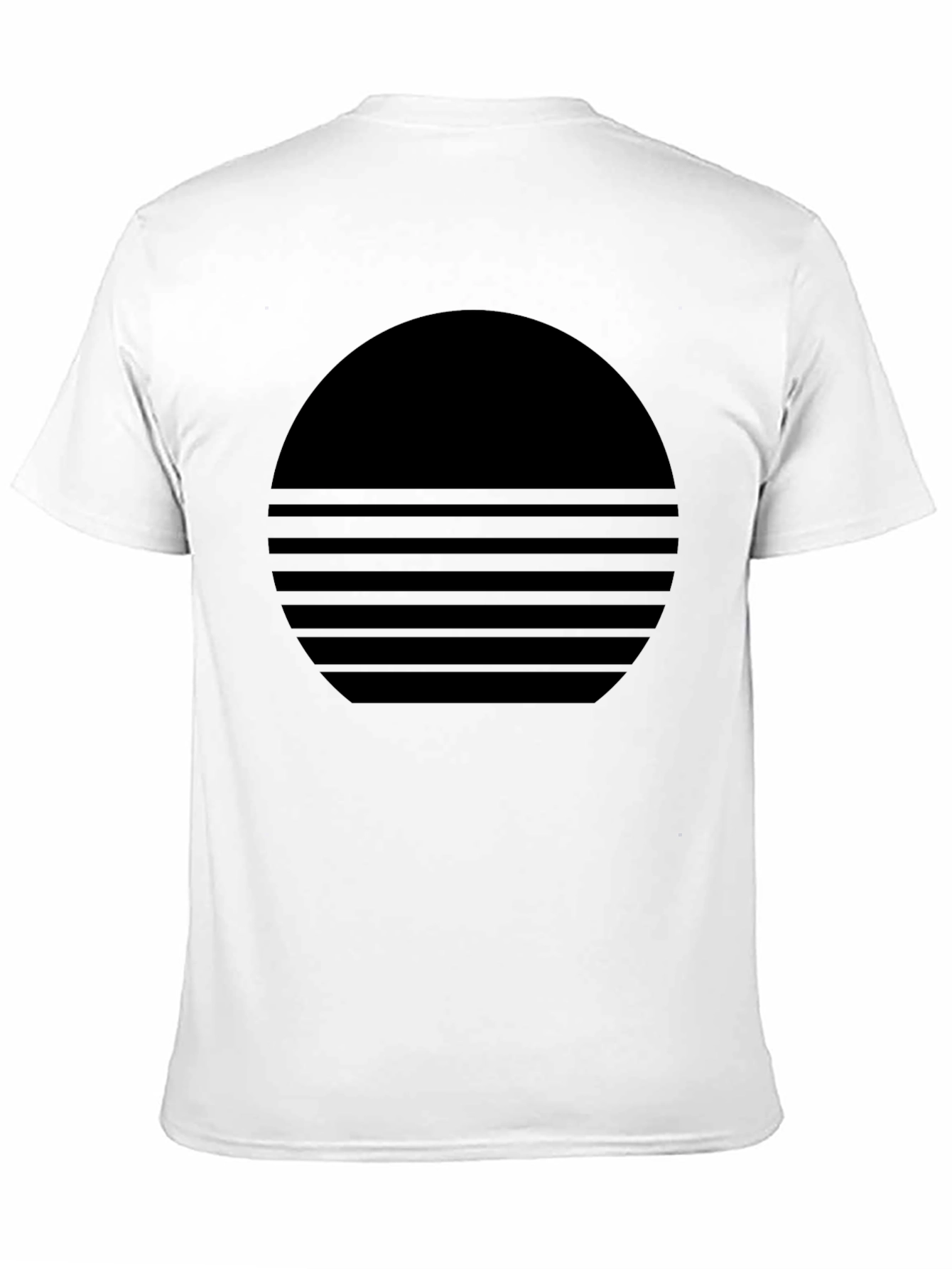 Modern Black Graphic Tee - Striped Circle Design