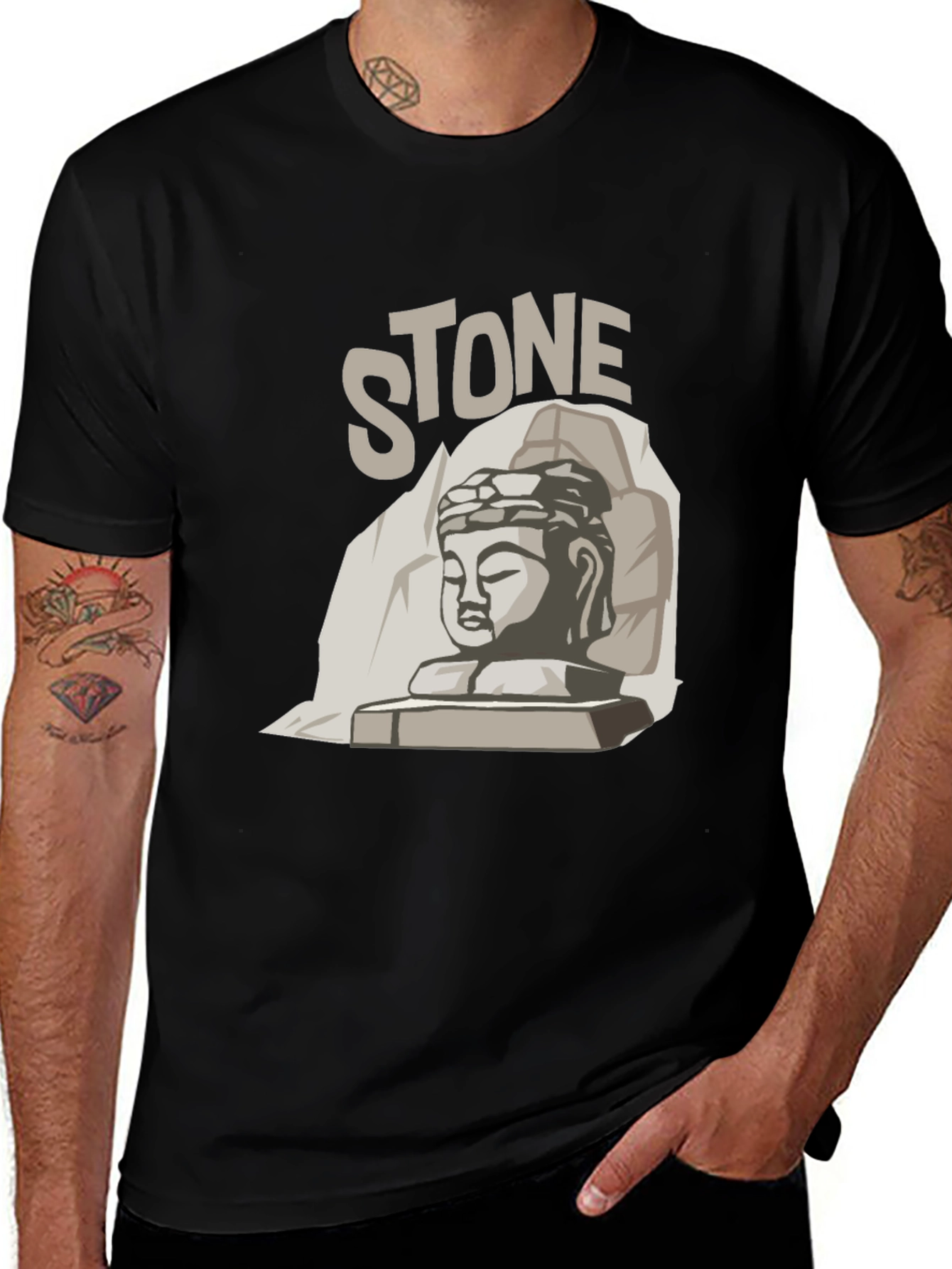 Stone Buddha Graphic T-Shirt - Unisex Black Tee