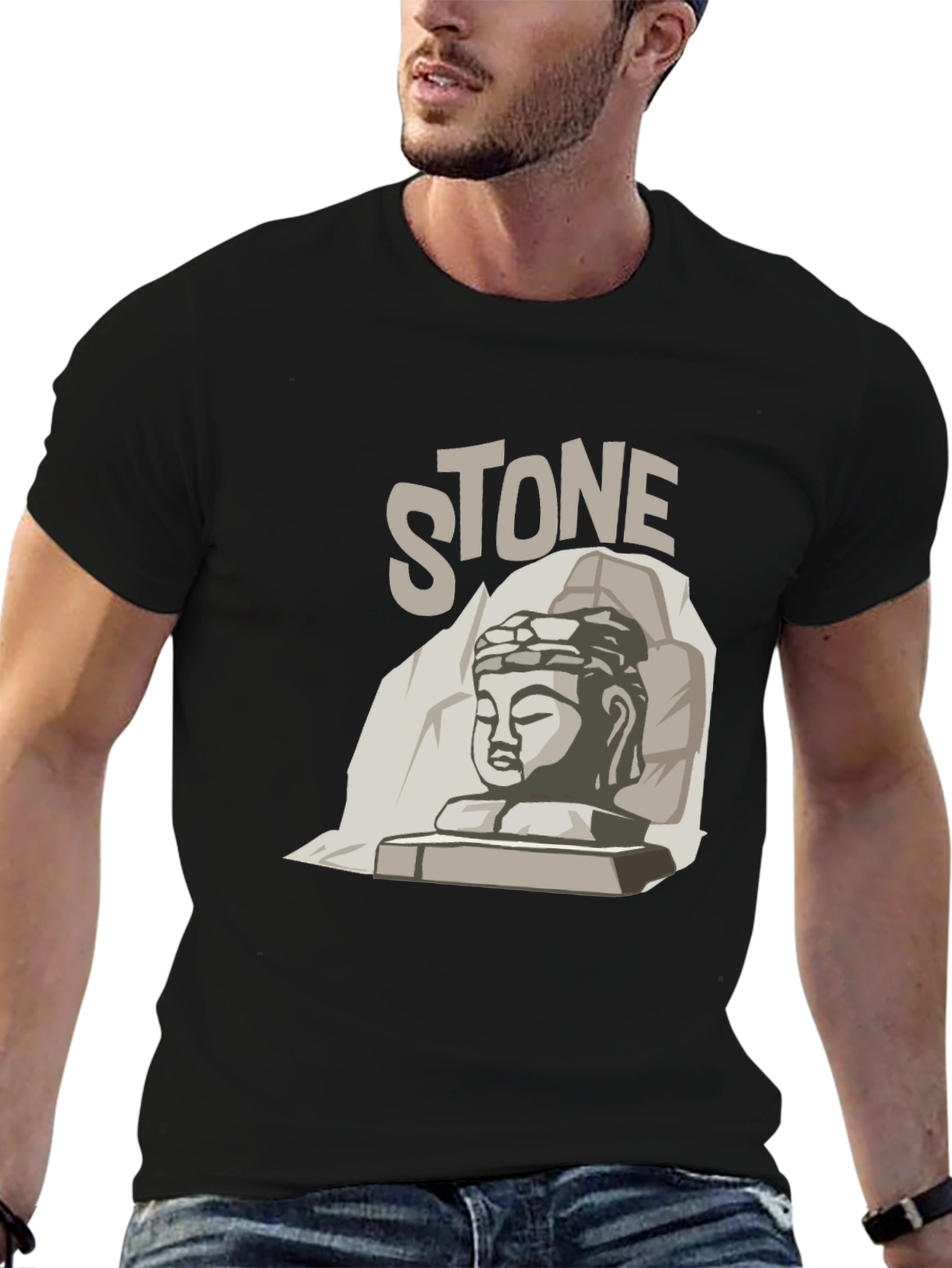 Stone Buddha Graphic T-Shirt - Unisex Black Tee
