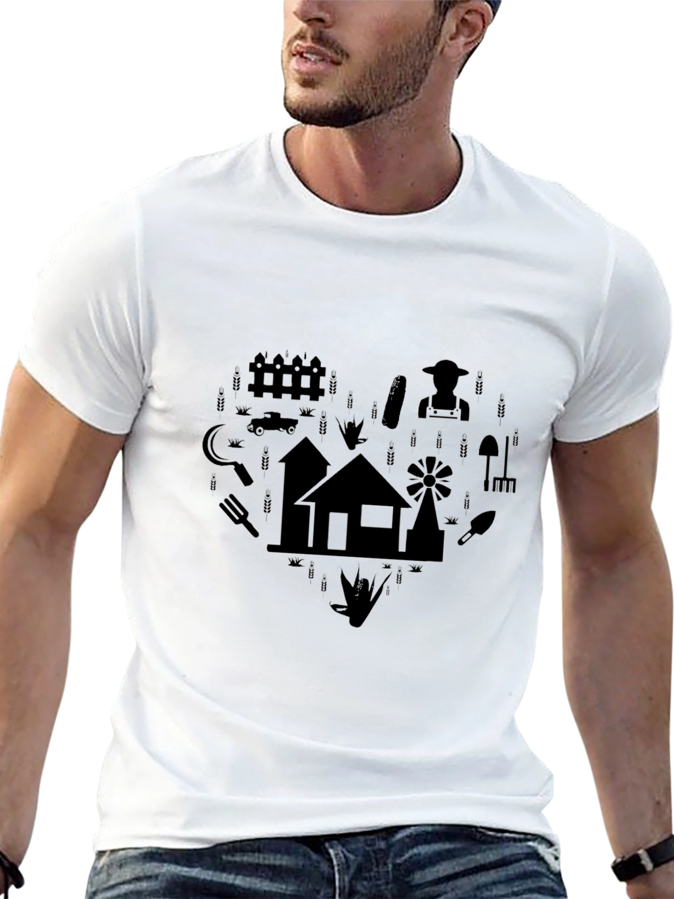 Black Farming Graphic T-Shirt