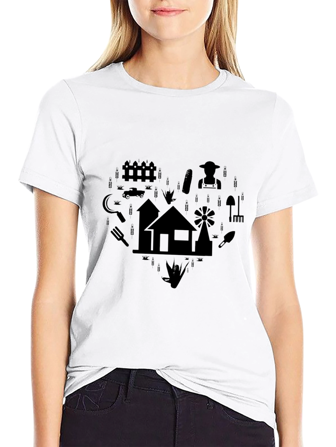 Black Farming Graphic T-Shirt