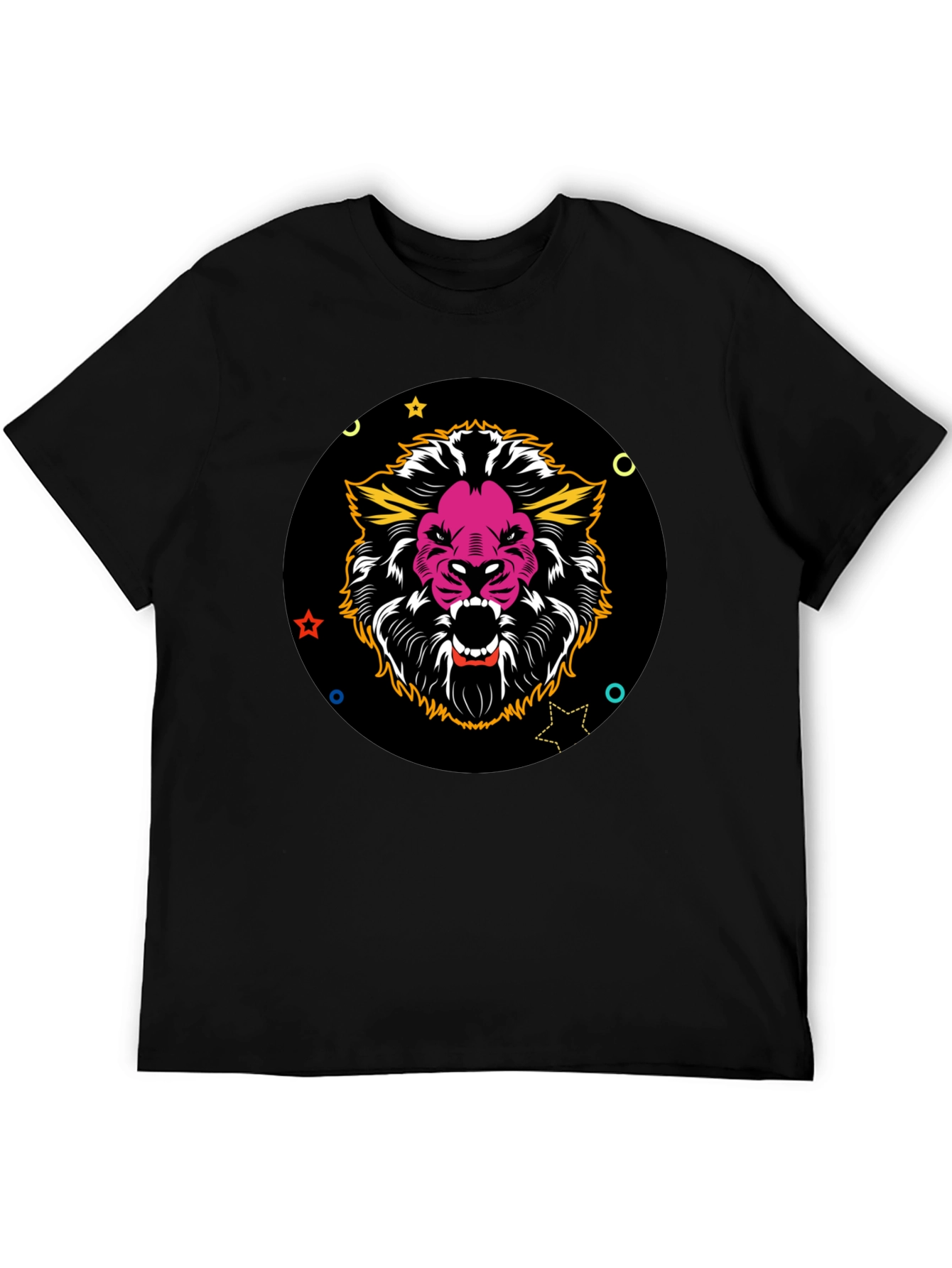 Bold Lion Graphic Tee - Black Cotton Blend