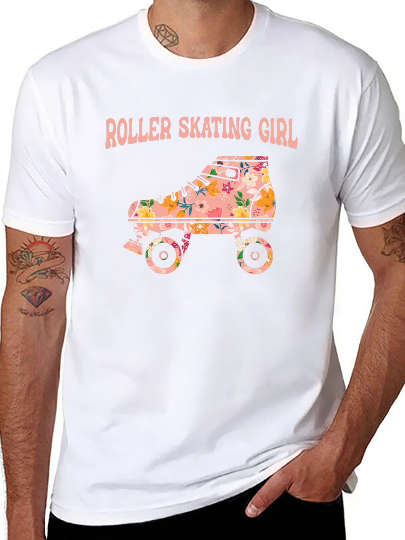 Roller Skating Girl Floral T-Shirt